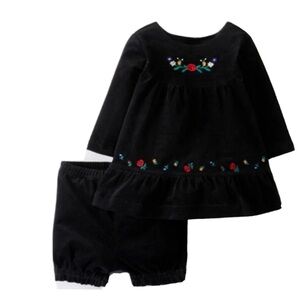 Velvet black dress with flowers Hanna Andersson 2T